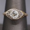 Sparkling Edwardian Old European Cut Diamond Three Stone Ring in 14k White and Yellow Gold