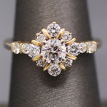 Vintage Two Tone Diamond Compass Cluster Ring in 14k Yellow and White Gold