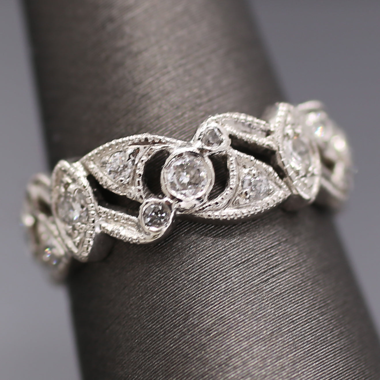 Art Deco Old European Garland Eternity Band in Platinum Size 7.25
