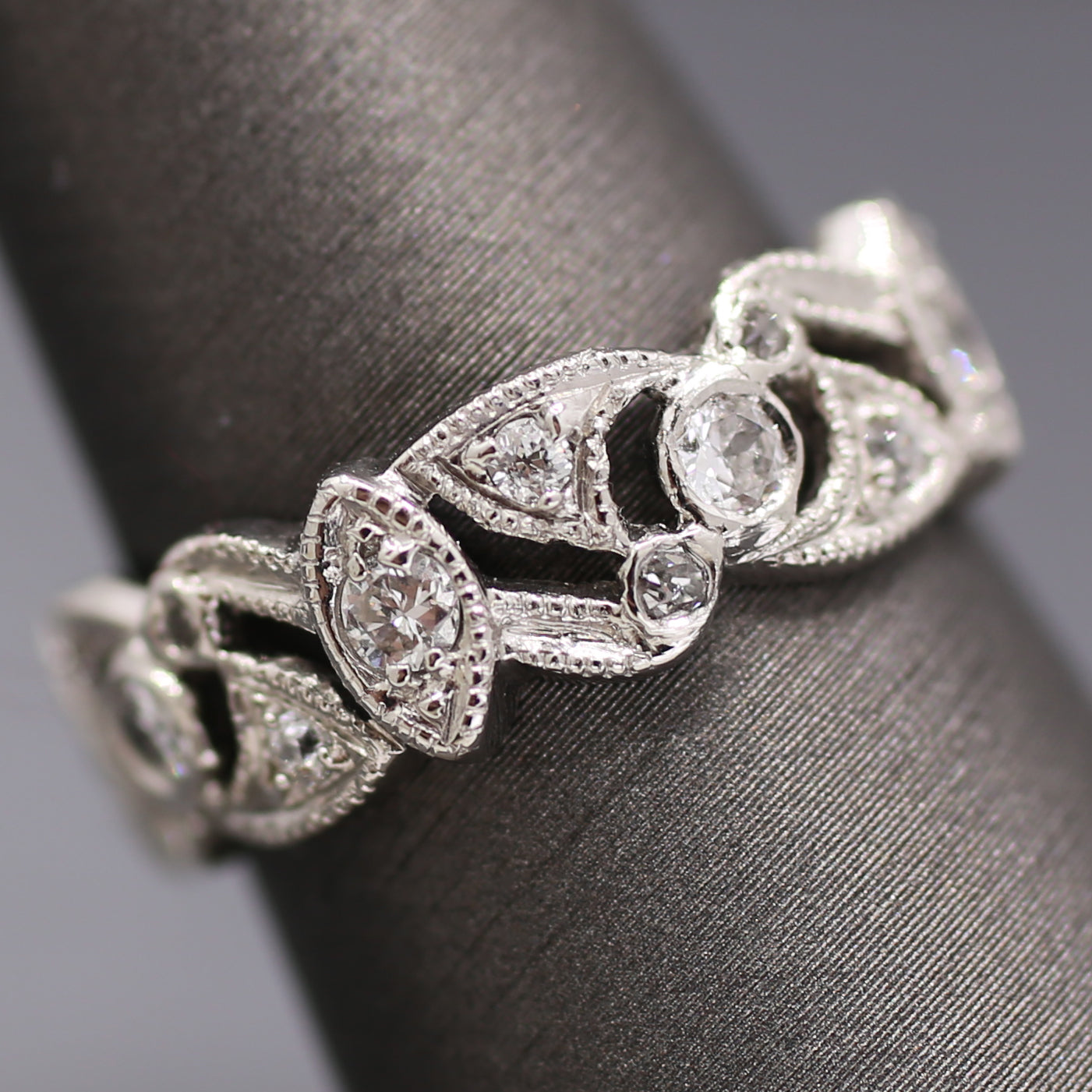 Art Deco Old European Garland Eternity Band in Platinum Size 7.25