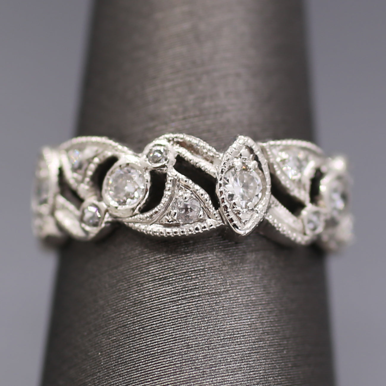 Art Deco Old European Garland Eternity Band in Platinum Size 7.25