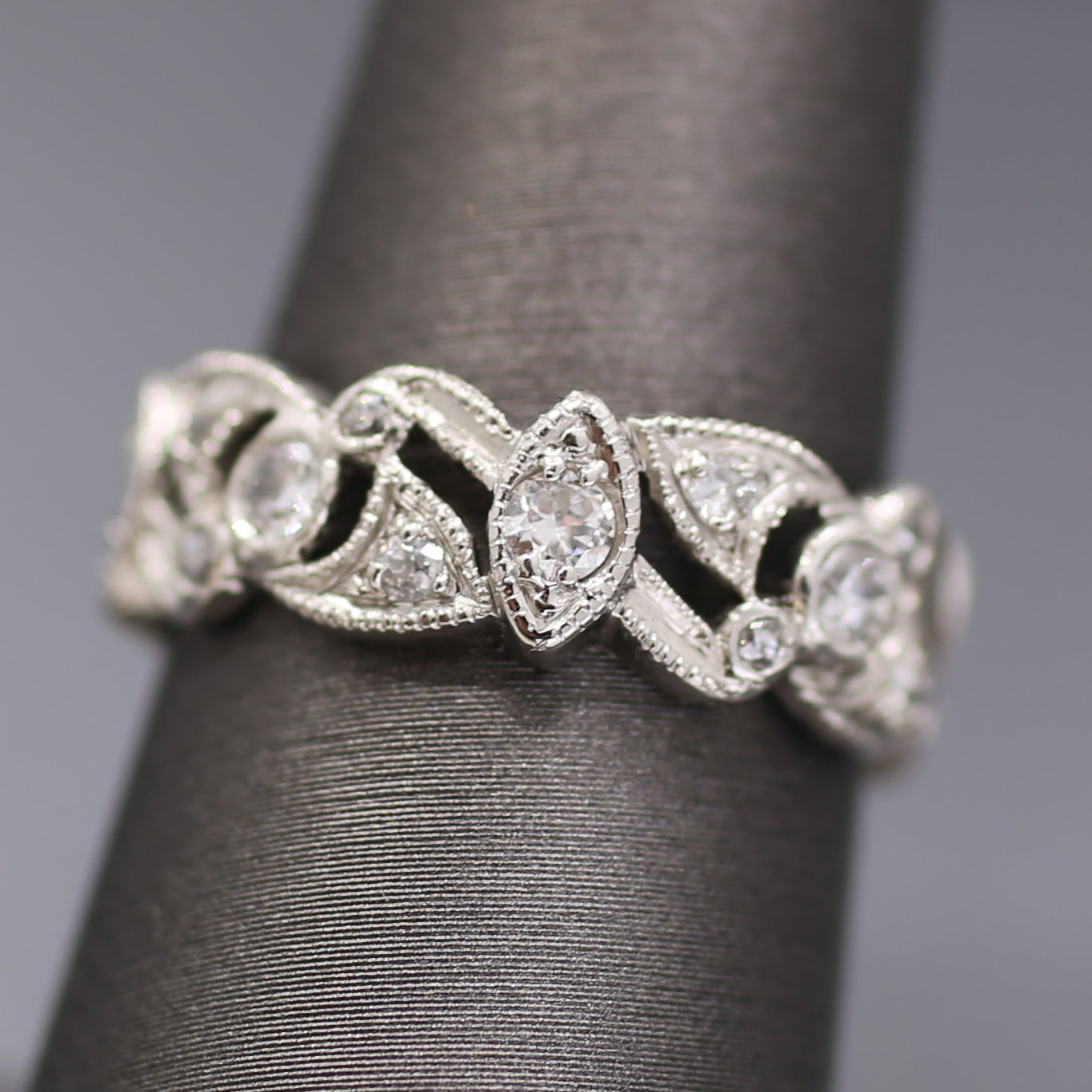 Art Deco Old European Garland Eternity Band in Platinum Size 7.25