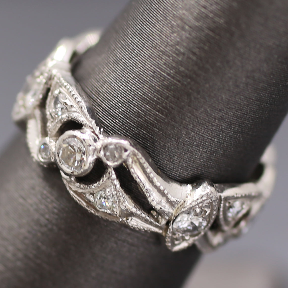 Art Deco Old European Garland Eternity Band in Platinum Size 7.25