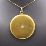 Elegant Victorian Old Mine Cut Diamond Large Locket in 14k Yellow Gold