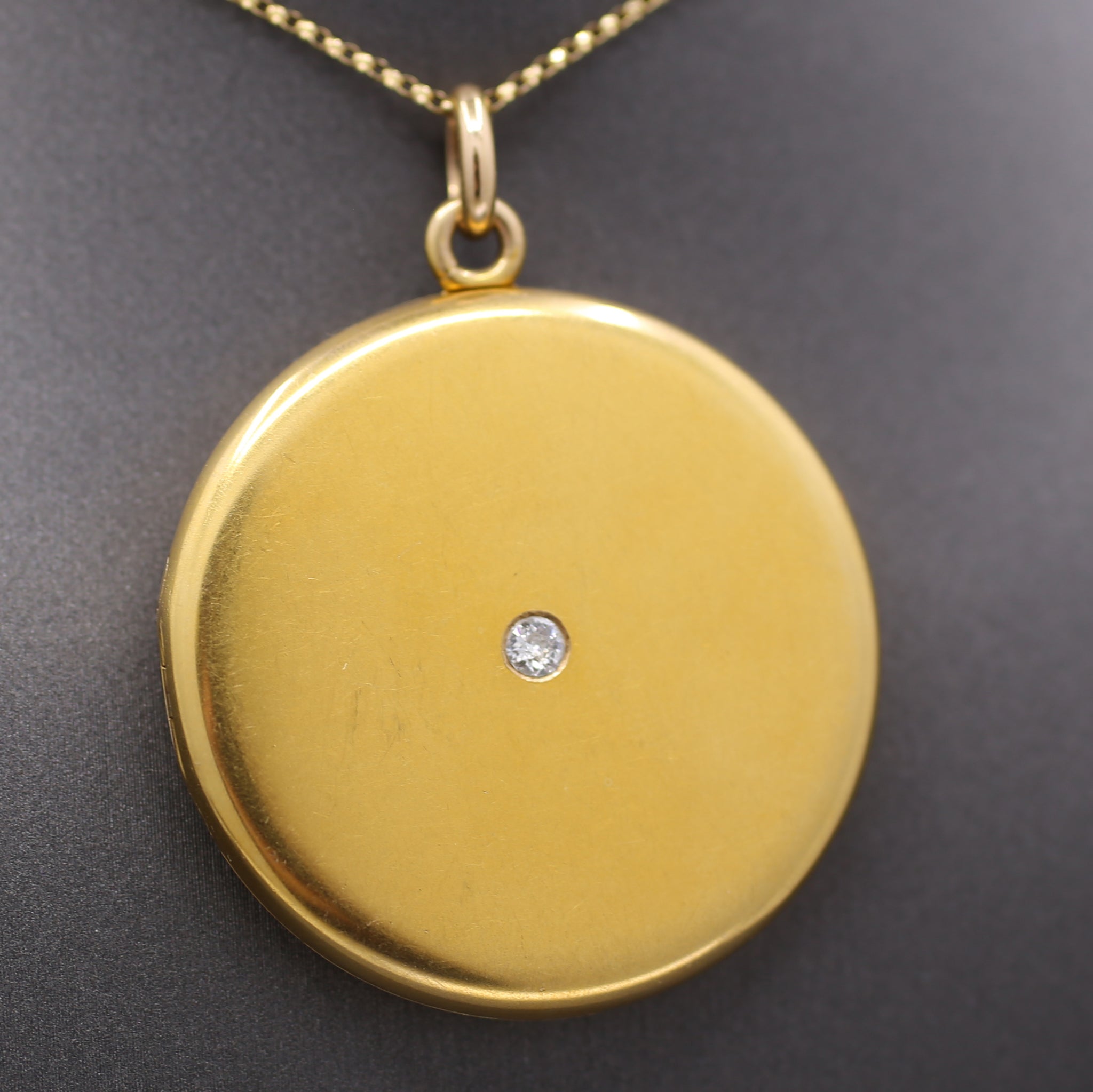 Elegant Victorian Old Mine Cut Diamond Large Locket in 14k Yellow Gold