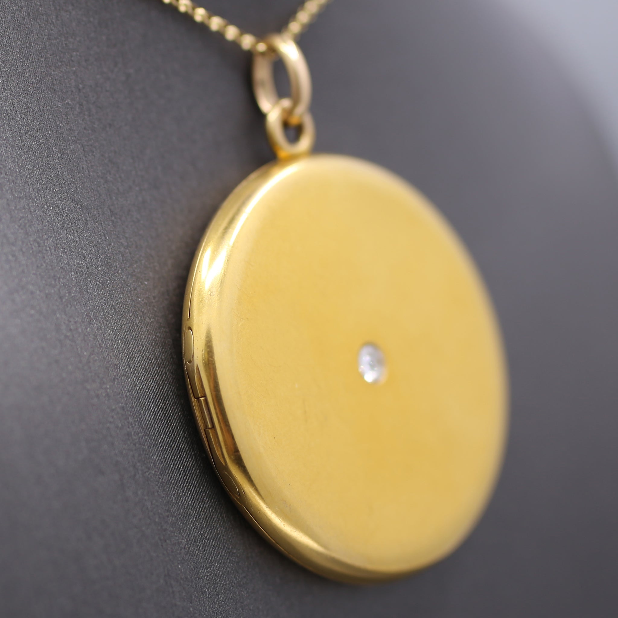 Elegant Victorian Old Mine Cut Diamond Large Locket in 14k Yellow Gold