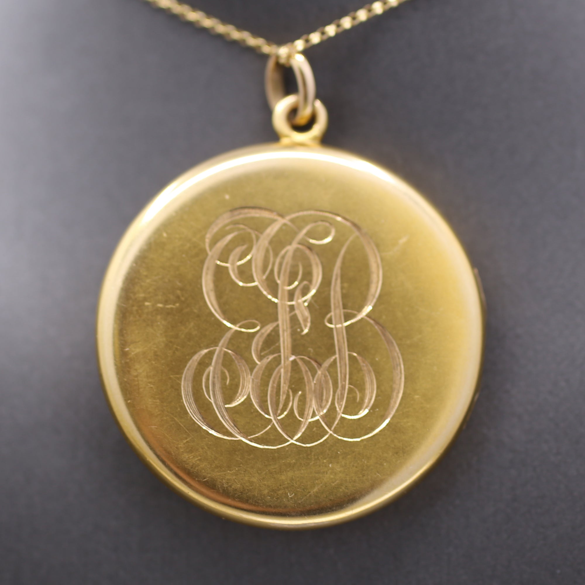 Elegant Victorian Old Mine Cut Diamond Large Locket in 14k Yellow Gold