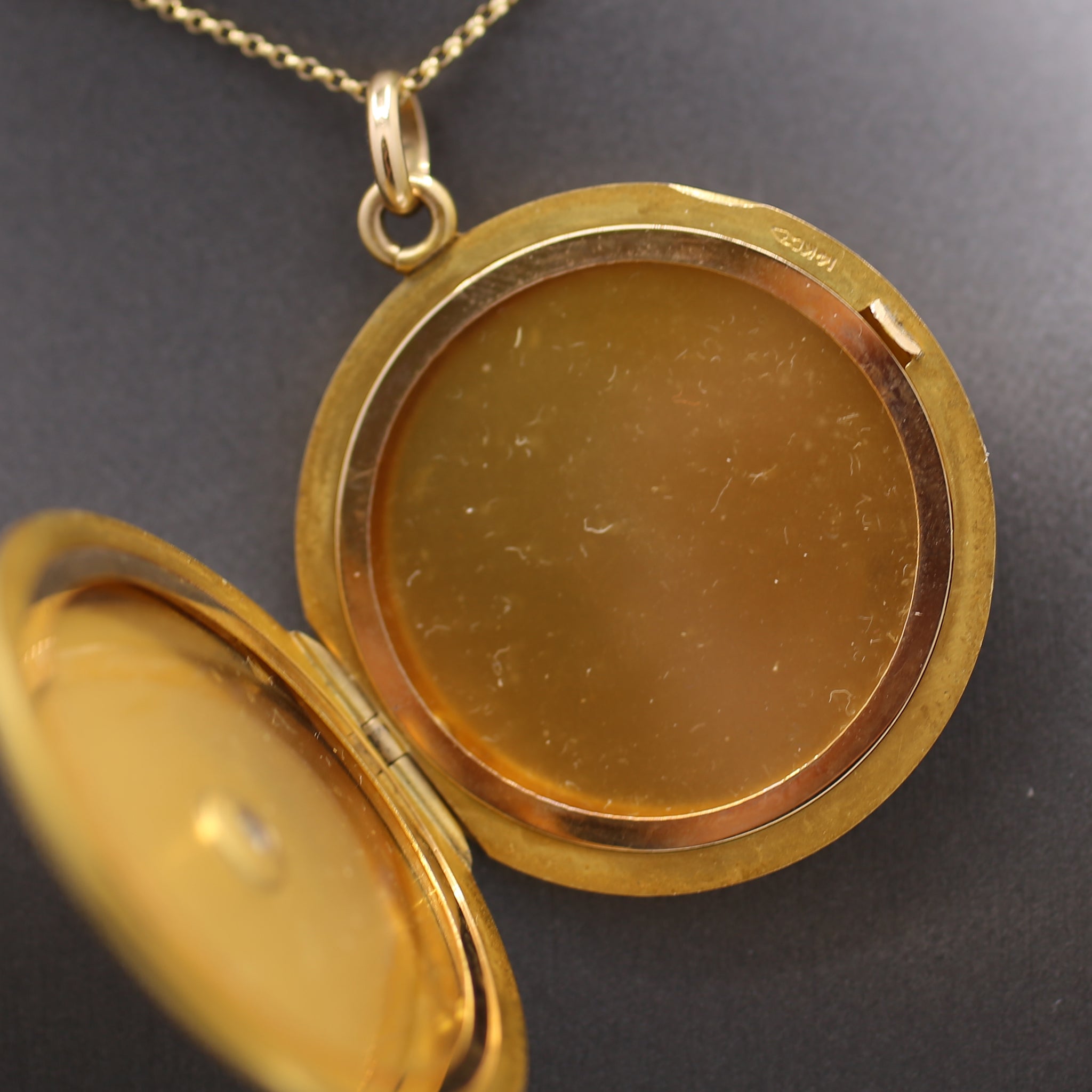 Elegant Victorian Old Mine Cut Diamond Large Locket in 14k Yellow Gold
