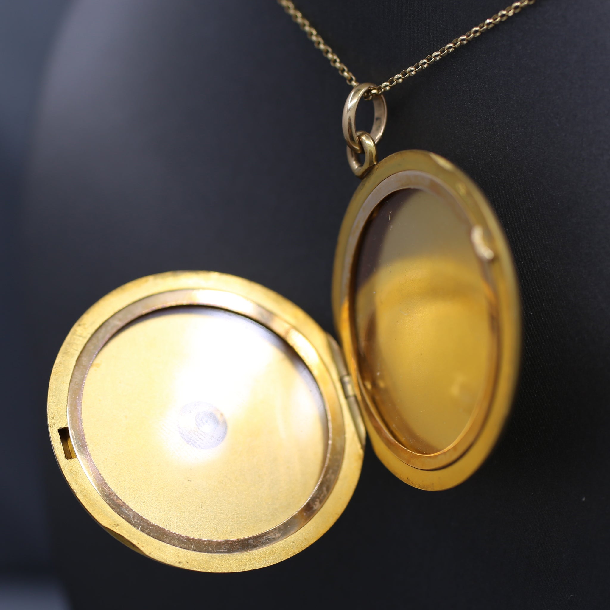 Elegant Victorian Old Mine Cut Diamond Large Locket in 14k Yellow Gold