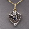 Petite Edwardian Old Mine Cut Diamond Pendant in 14k Yellow Gold and Platinum
