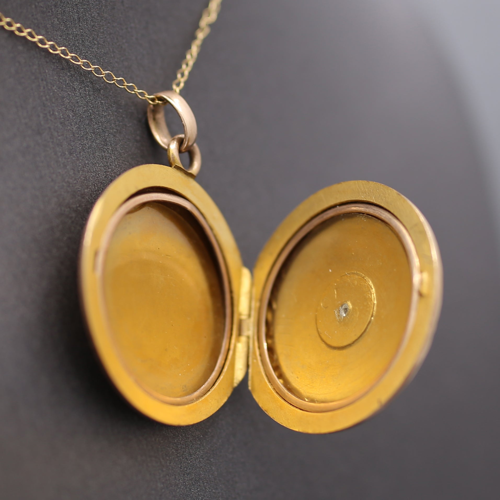 Charming Victorian Old Cut Diamond Locket with Garland Frame in 10k Yellow Gold