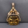 Victorian Large Citrine Spinner Watch Fob Pendant in 9k Yellow Gold