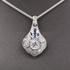 Art Deco Diamond and Sapphire Pendant Necklace in Platinum & 14k White Gold
