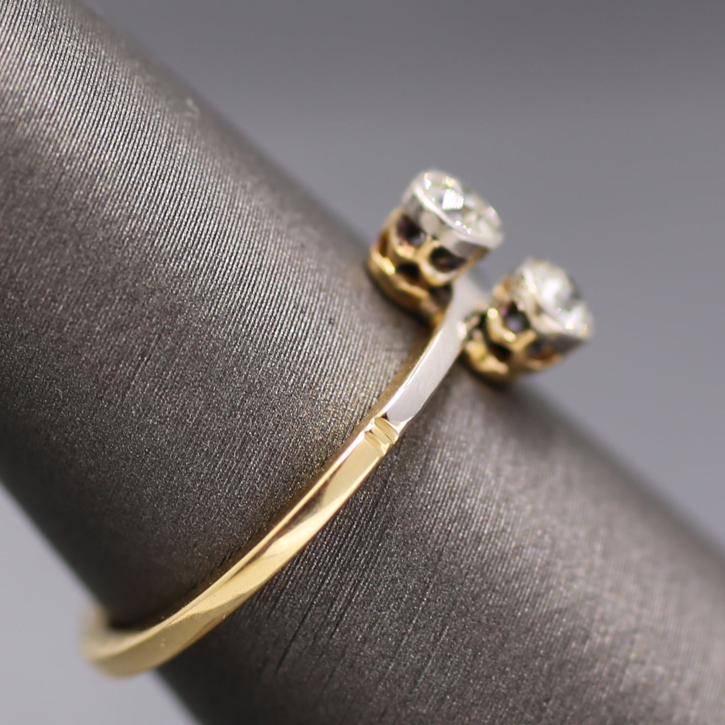 Edwardian Moi et Toi Old European Cut Diamond Ring in Platinum and 18k Gold