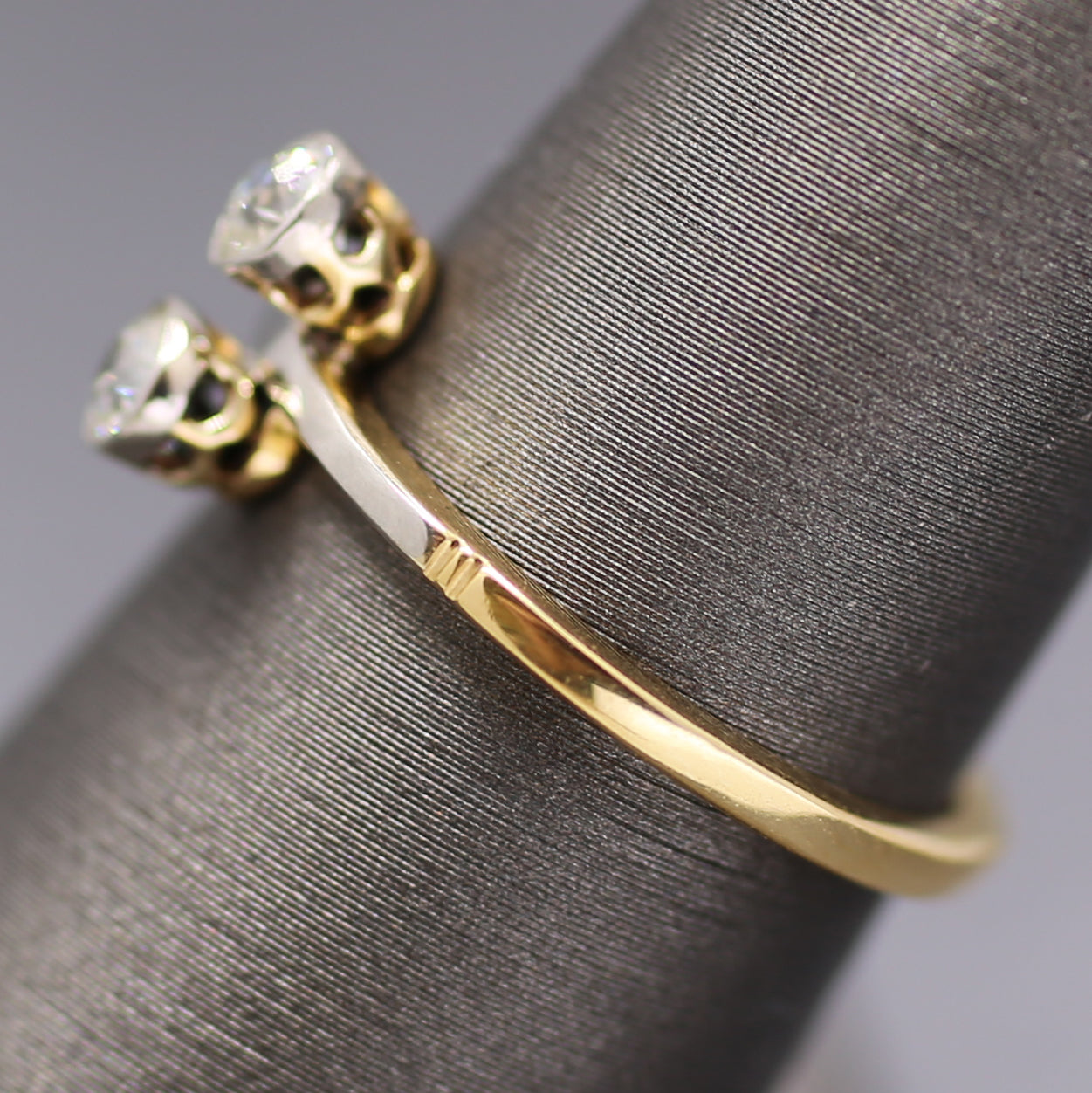 Edwardian Moi et Toi Old European Cut Diamond Ring in Platinum and 18k Gold