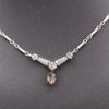 Vintage Champagne Diamond Briolette Drop Necklace in 14k White Gold 15"