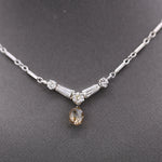 Vintage Champagne Diamond Briolette Drop Necklace in 14k White Gold 15"