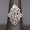 Splendid Art Deco Old European Cut Diamond Dinner Cocktail Ring in Platinum