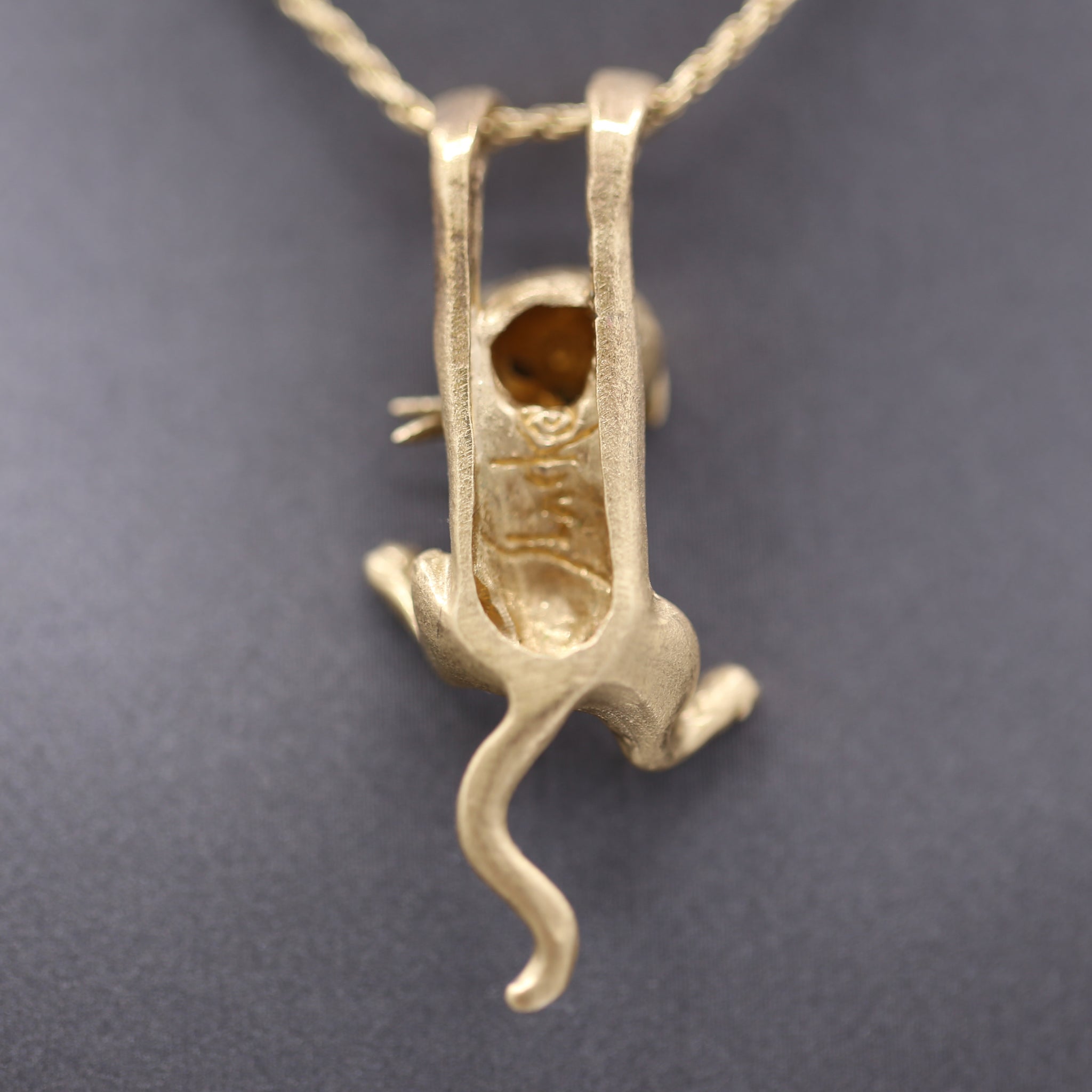 Dangling Kitten Cat Necklace in 14k Yellow Gold by Jack Slack