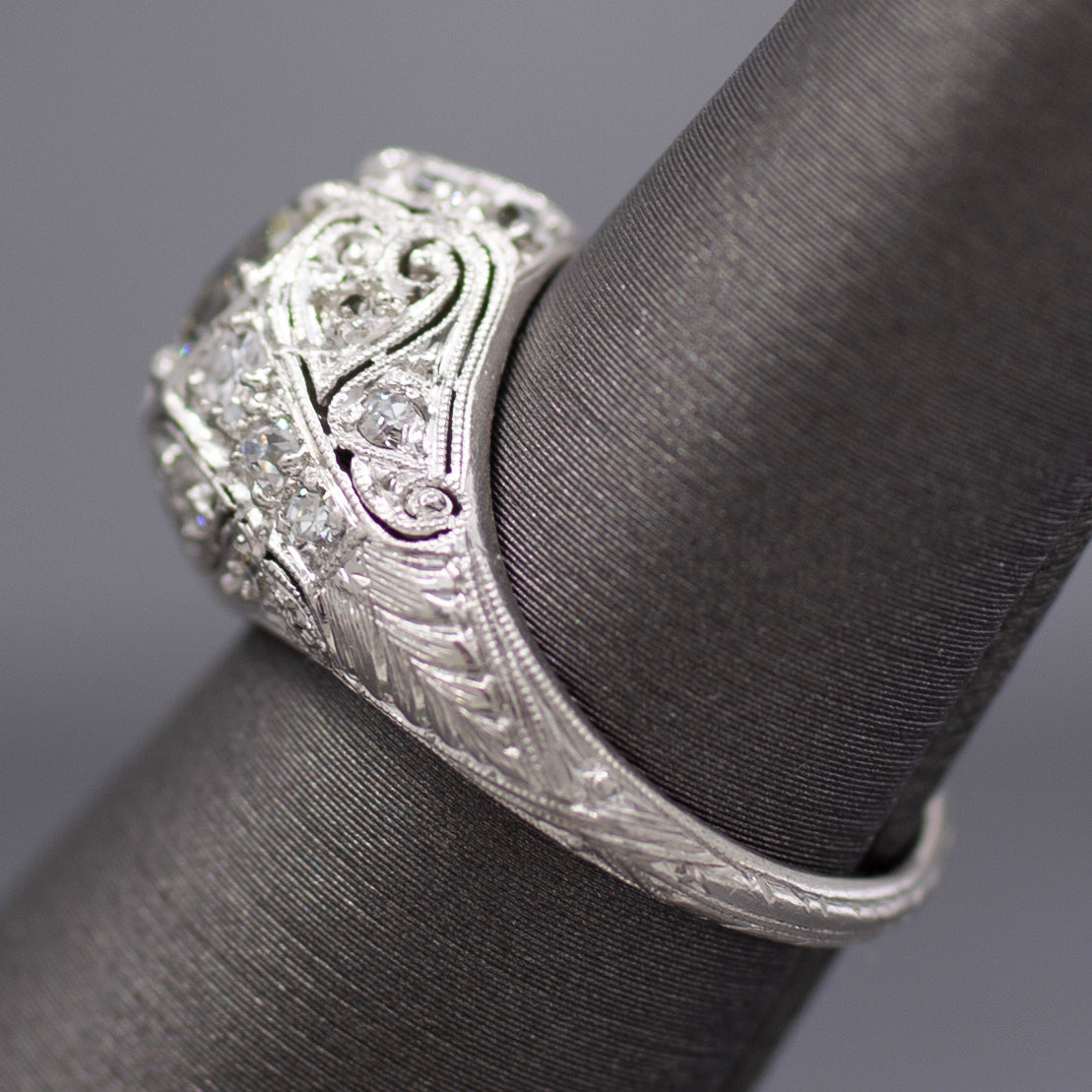 Art Deco GIA Certified 2.09ct Old European Cut Diamond Domed Engagement Ring in Platinum