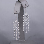 Sparkling Diamond Chandelier Dangle Earrings in 14k White Gold
