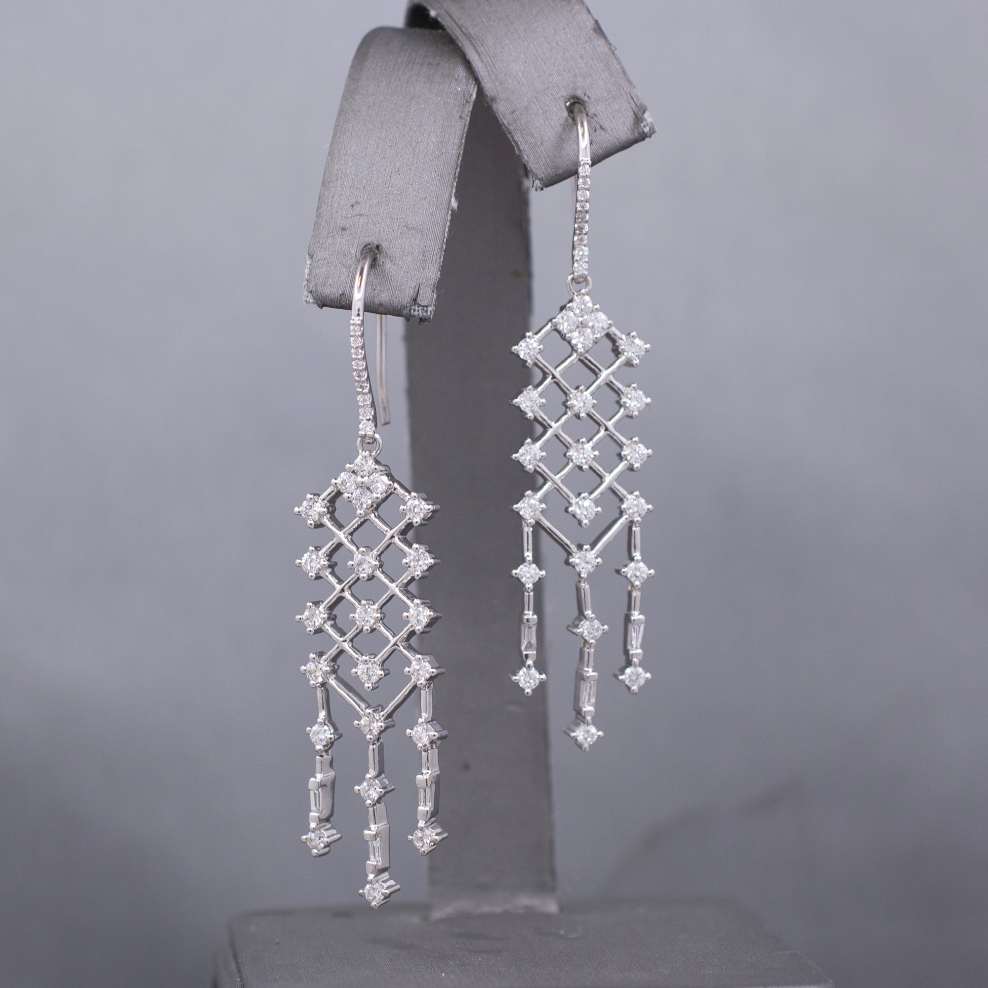 Sparkling Diamond Chandelier Dangle Earrings in 14k White Gold