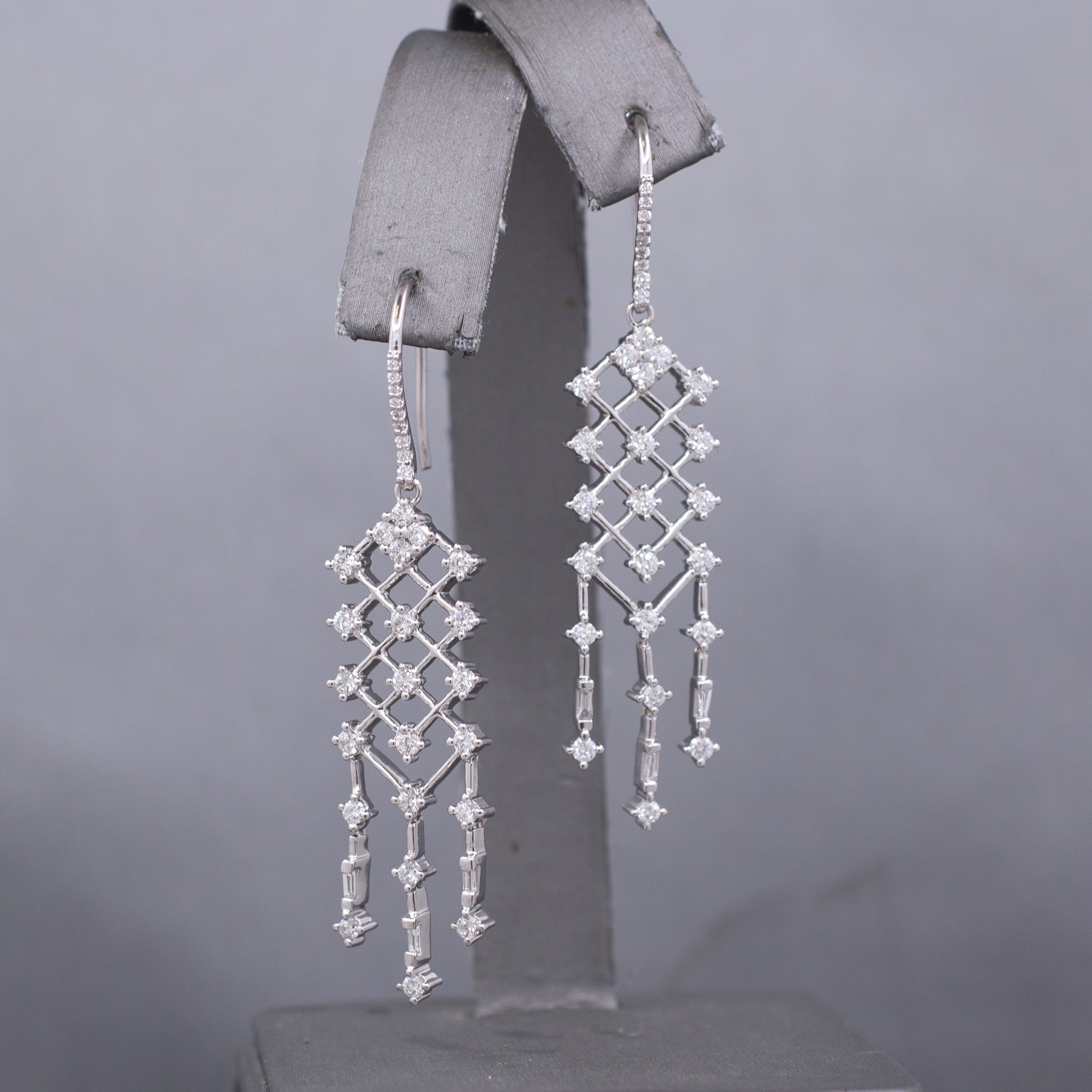 Sparkling Diamond Chandelier Dangle Earrings in 14k White Gold