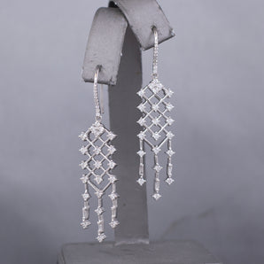 Sparkling Diamond Chandelier Dangle Earrings in 14k White Gold