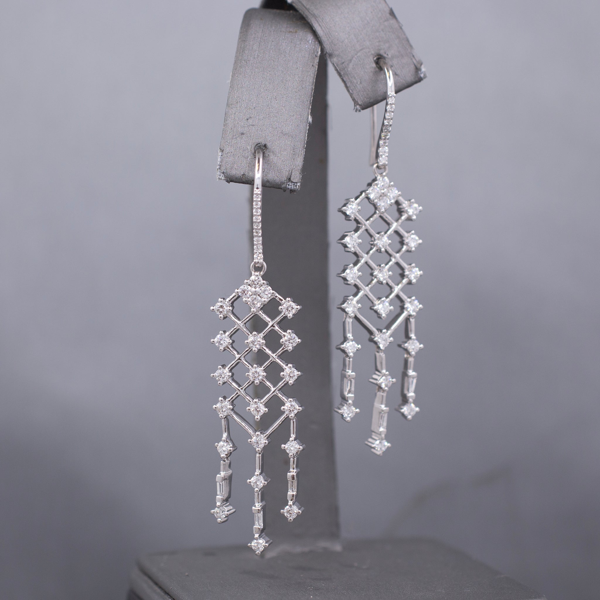 Sparkling Diamond Chandelier Dangle Earrings in 14k White Gold