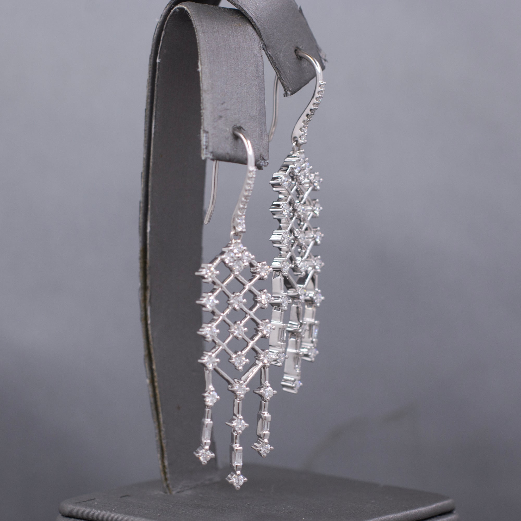 Sparkling Diamond Chandelier Dangle Earrings in 14k White Gold