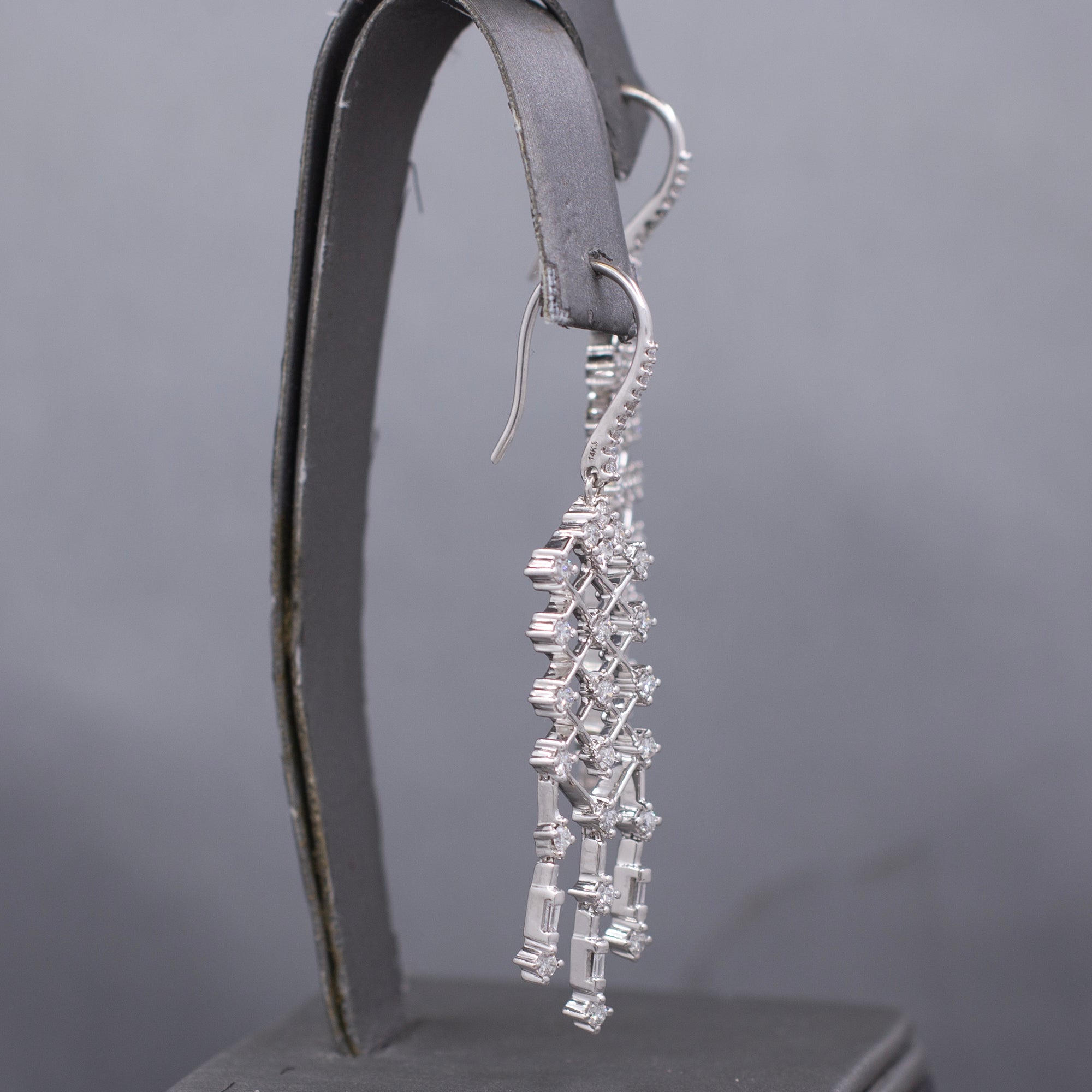 Sparkling Diamond Chandelier Dangle Earrings in 14k White Gold