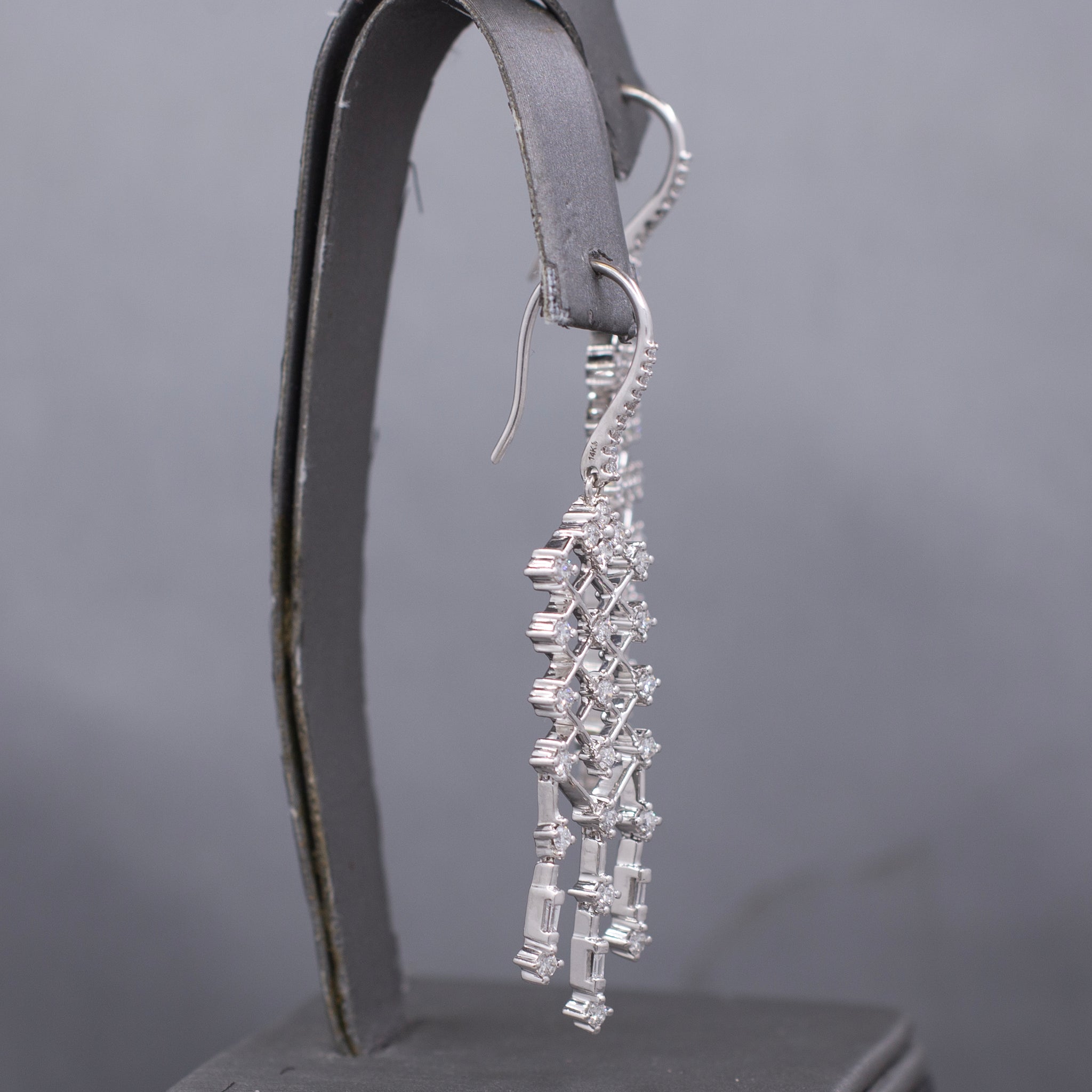 Sparkling Diamond Chandelier Dangle Earrings in 14k White Gold