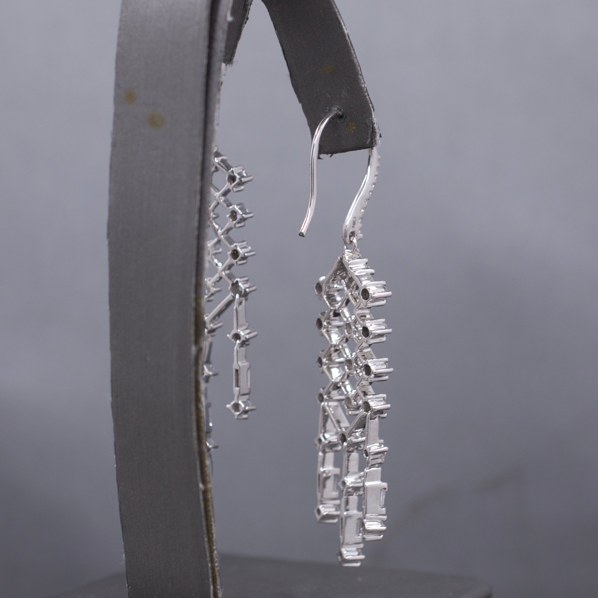 Sparkling Diamond Chandelier Dangle Earrings in 14k White Gold