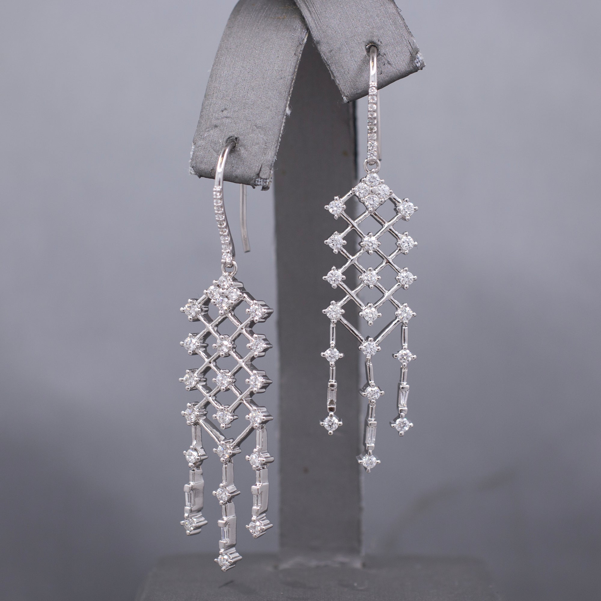 Sparkling Diamond Chandelier Dangle Earrings in 14k White Gold