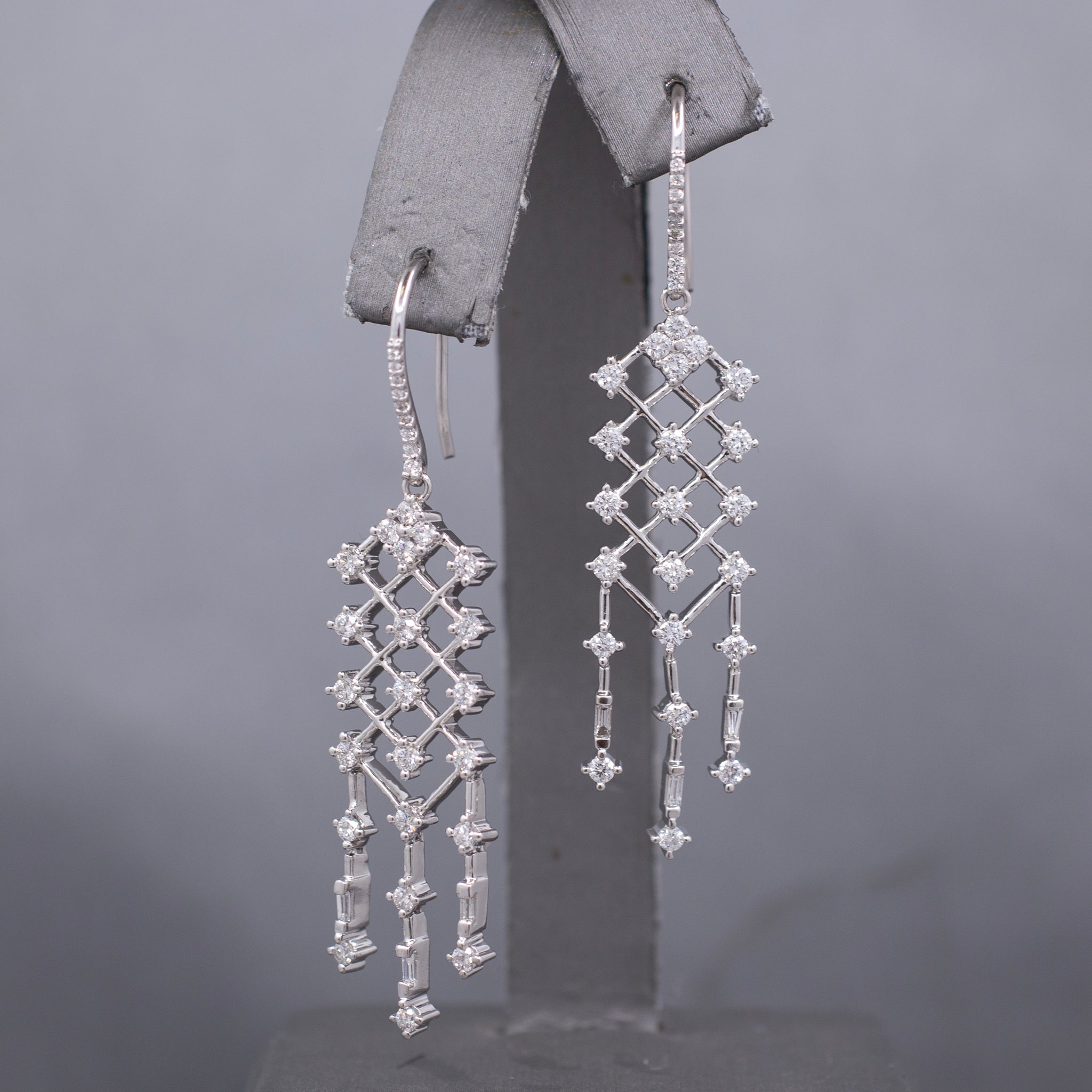 Sparkling Diamond Chandelier Dangle Earrings in 14k White Gold