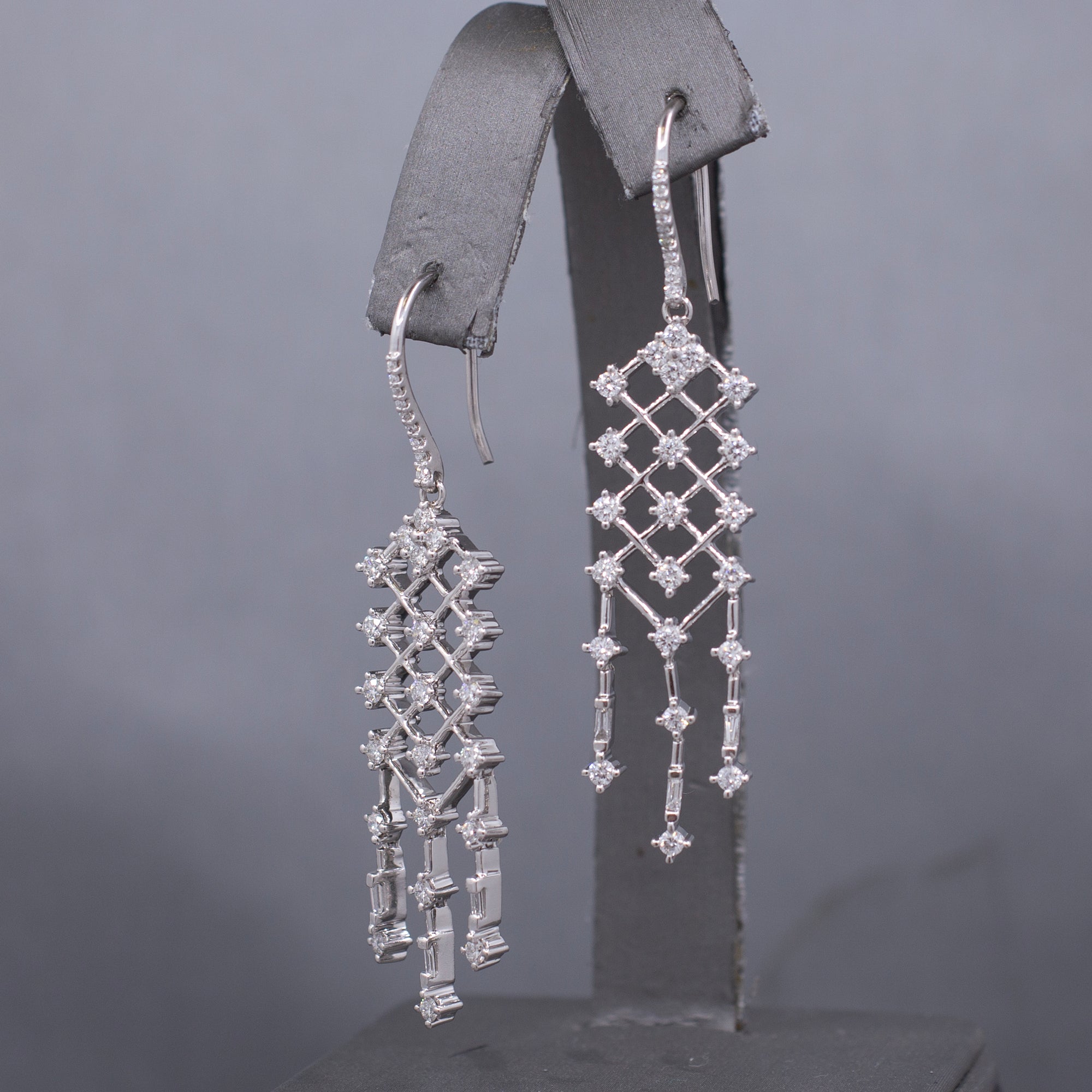 Sparkling Diamond Chandelier Dangle Earrings in 14k White Gold