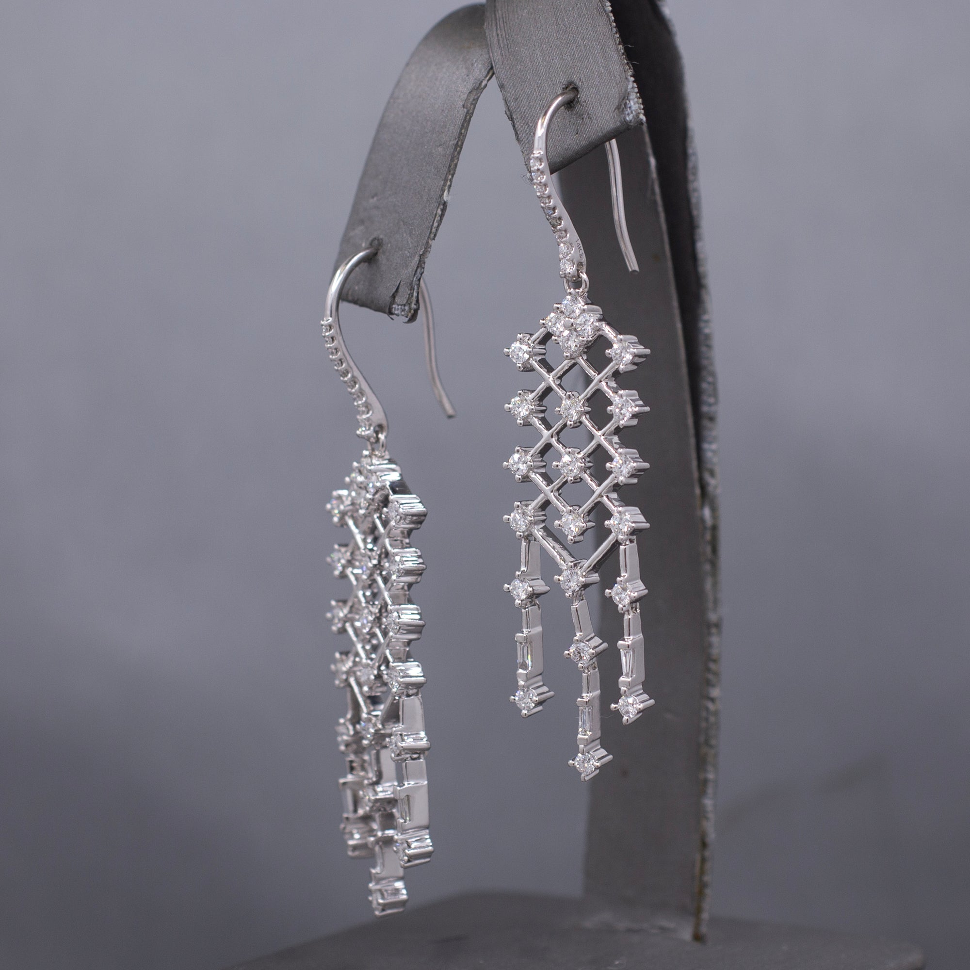 Sparkling Diamond Chandelier Dangle Earrings in 14k White Gold