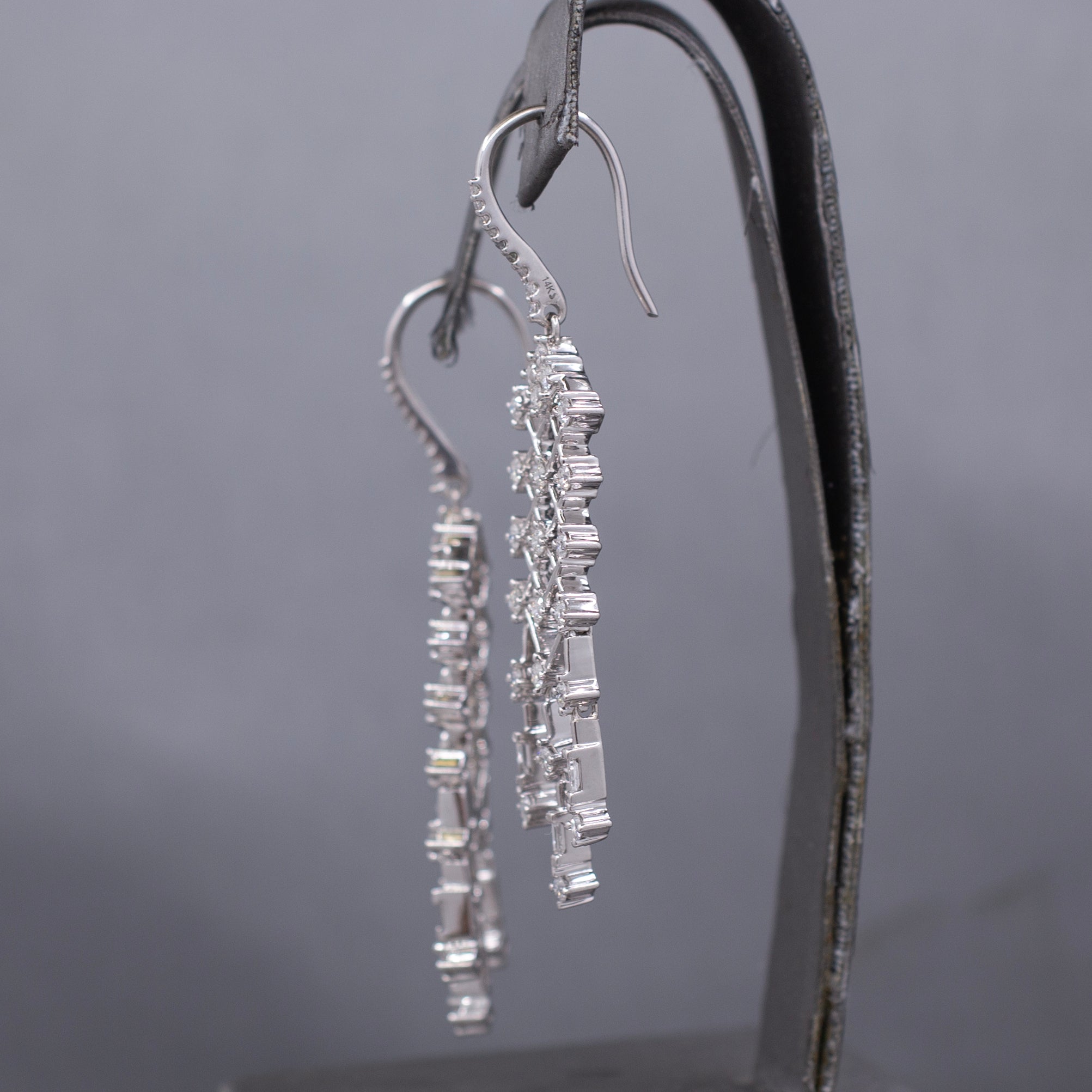Sparkling Diamond Chandelier Dangle Earrings in 14k White Gold
