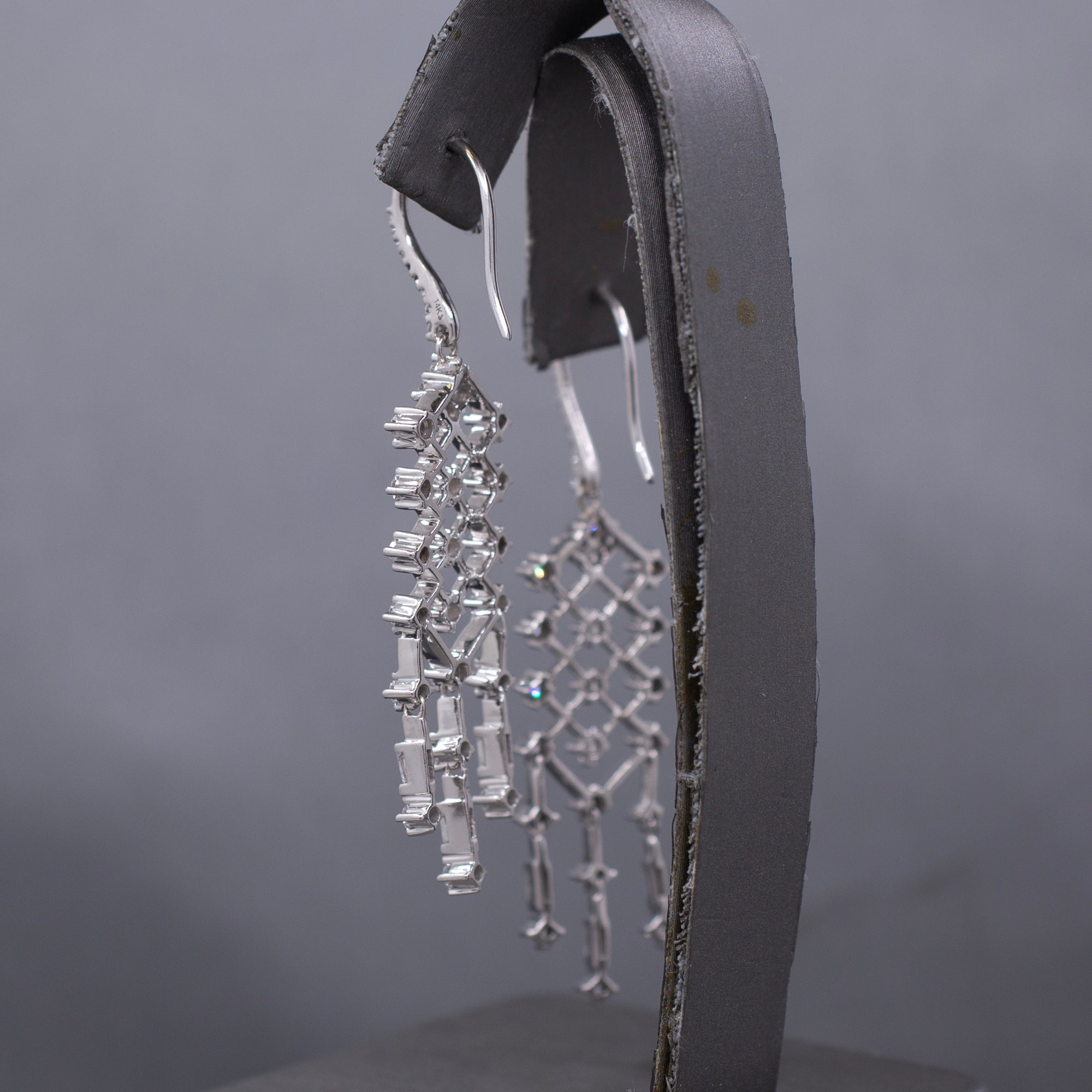 Sparkling Diamond Chandelier Dangle Earrings in 14k White Gold