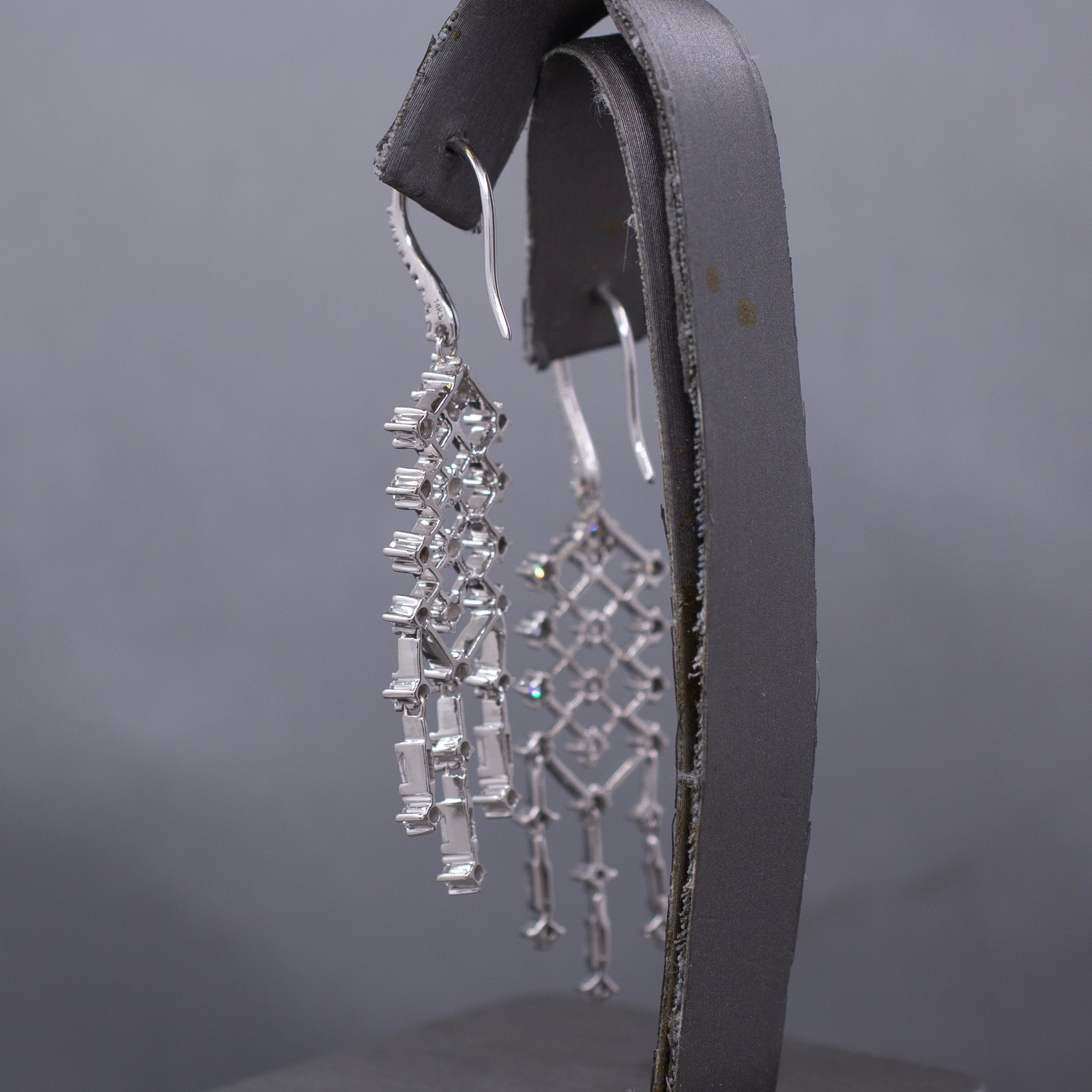 Sparkling Diamond Chandelier Dangle Earrings in 14k White Gold