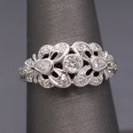Beautiful Art Deco Butterfly Bow Diamond Band Ring in 14k White Gold