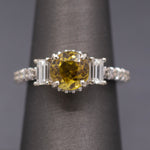 Gorgeous Sparkling Chrysoberyl and Diamond Ring in 14k White Gold