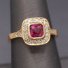 Handcrafted Vivid Pink Spinel and Diamond Ring in 18k Yellow Gold