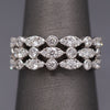 Sparkling Three Row Diamond Band Ring in 14k White Gold