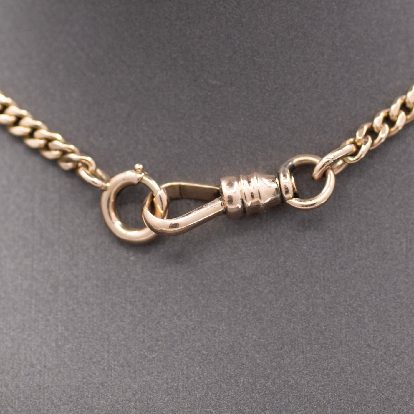Antique Victorian Curb Link Watch Chain with Dog Clip in 10k Rose Gold 15.75"