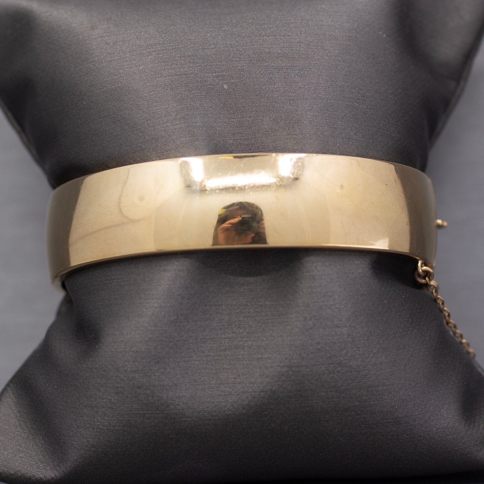 Vintage Floral Engraved Wide Bangle Bracelet in 9k Yellow Gold
