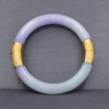 Vibrant Type A Jadeite Jade Lavender and Green Bangle Bracelet in 14k Yellow Gold