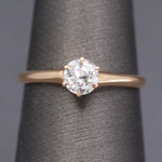 Antique Old European Cut Diamond Solitaire Ring in 14k Yellow Gold