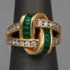 Charles Krypell Emerald and Diamond Twist Band Ring in 18k Yellow Gold