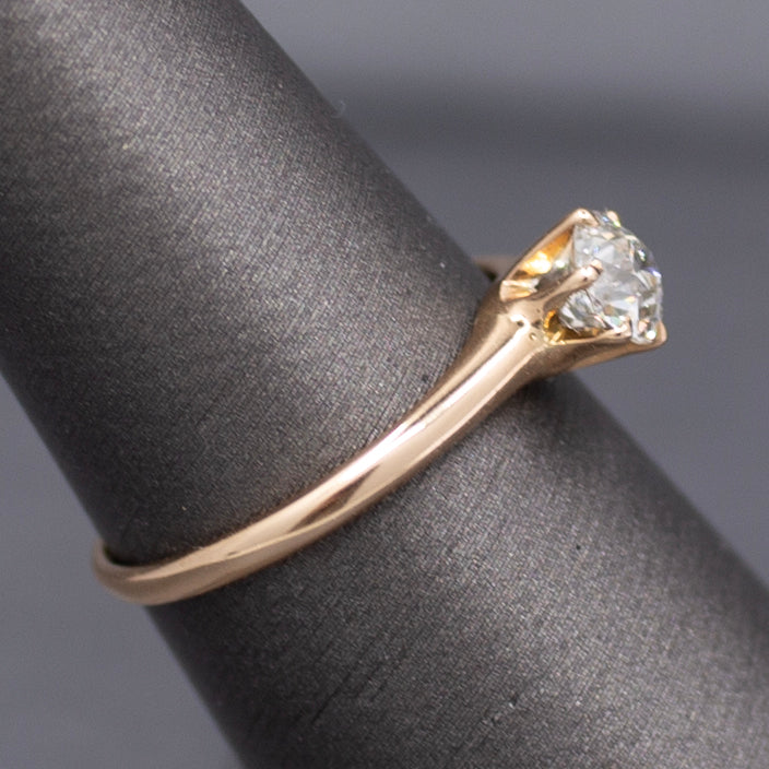 Antique Old European Cut Diamond Solitaire Ring in 14k Yellow Gold